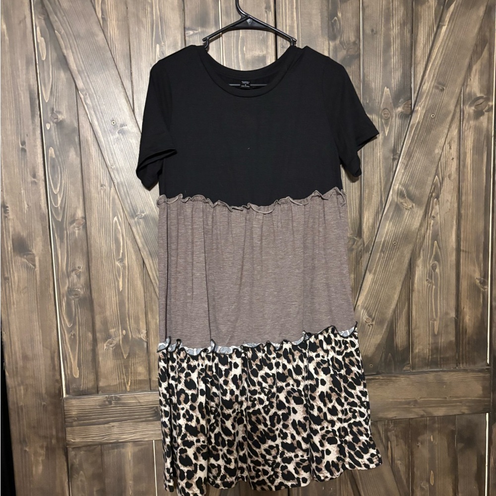 SHEIN Black and Leopard Print Dress